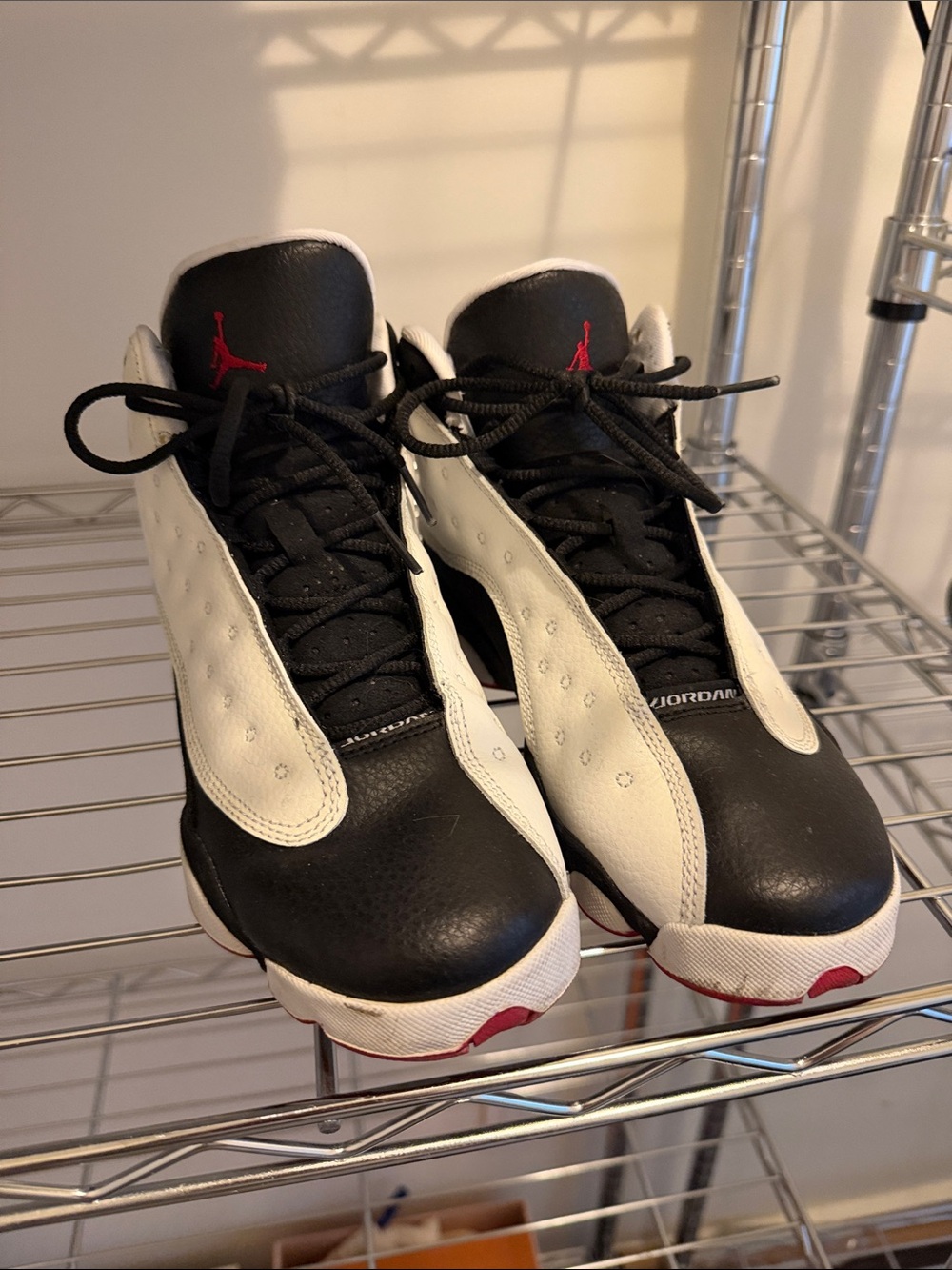 Jordan Black White Sneakers with Red Jumpman Accent